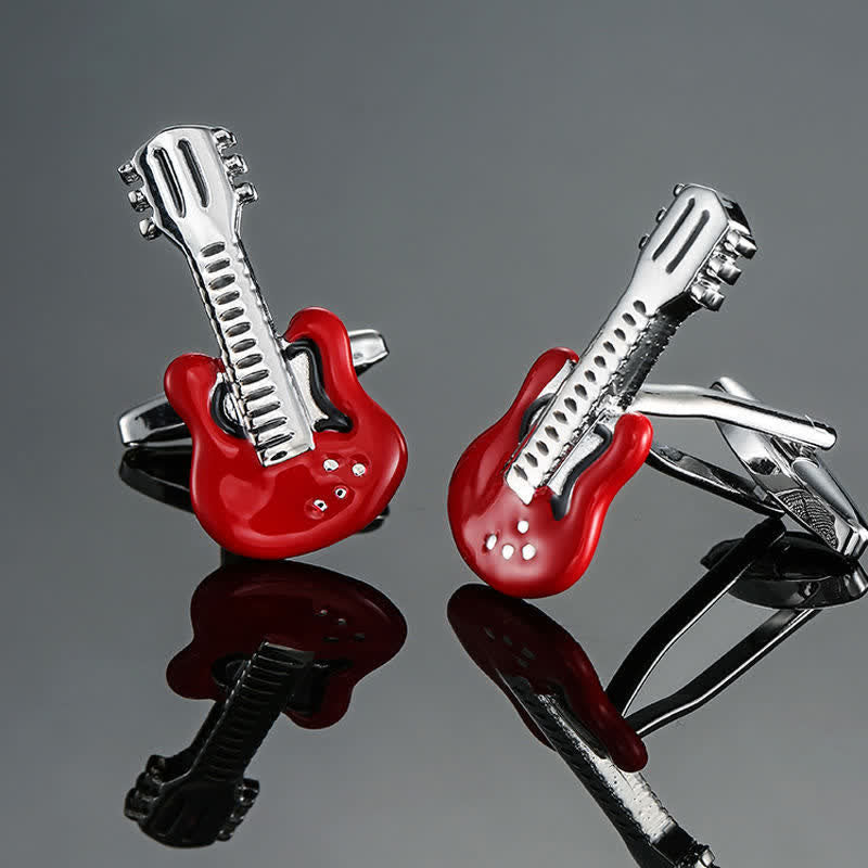 Gemelli da uomo eleganti con nota di strumento musicale - Chitarra rossa - image 16