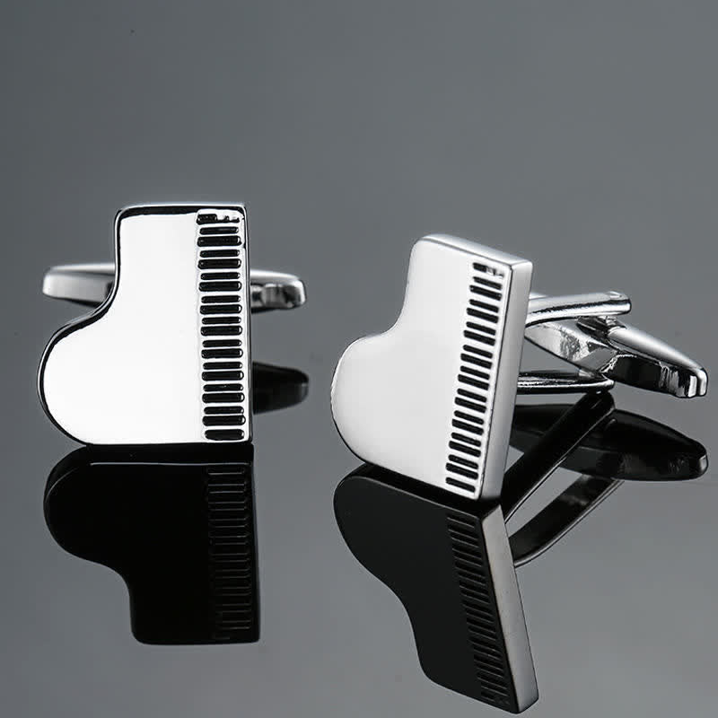 Gemelli da uomo eleganti con nota di strumento musicale - Pianoforte d'argento - image 19