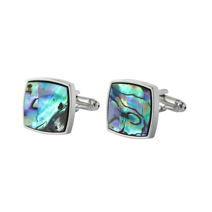 Gemelli da camicia da uomo in pietra con conchiglia di abalone colorata - Stile n. 6 - image 12