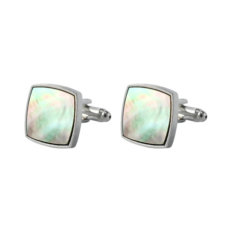 Gemelli da camicia da uomo in pietra con conchiglia di abalone colorata - Stile n. 7 - image 13
