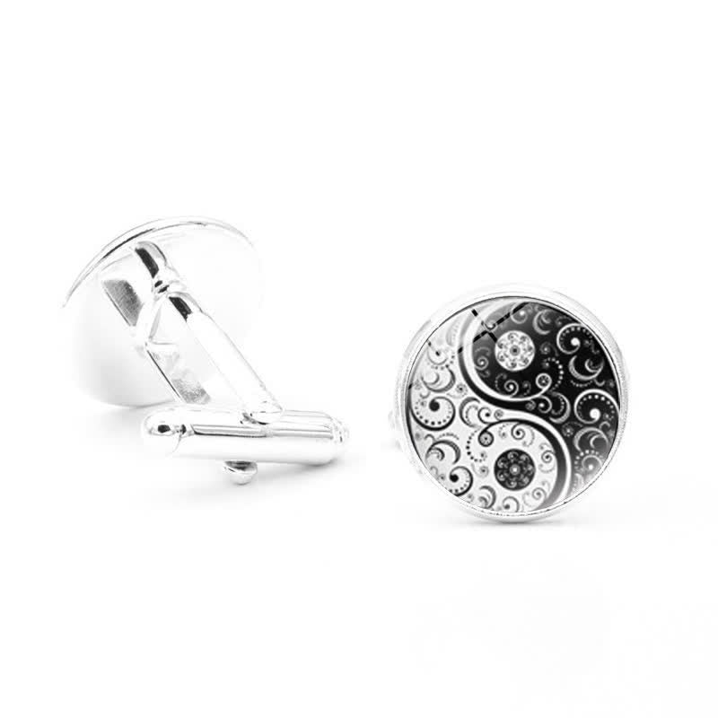 Gemelli da uomo in vetro con cupola Yin Yang in bianco e nero