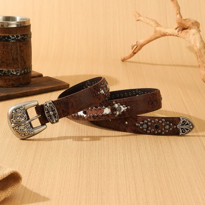 Cintura in pelle con giunture in pelliccia imitata retrò da donna