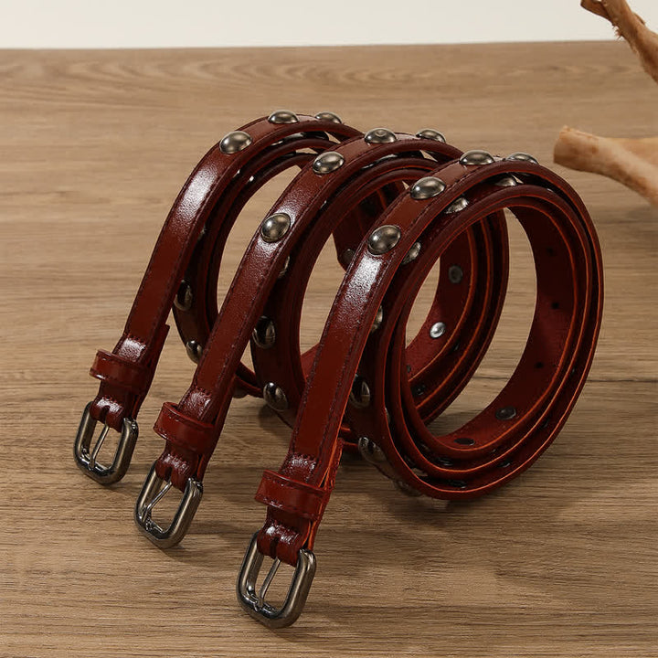 Cintura in pelle con borchie rotonde punk rock da donna