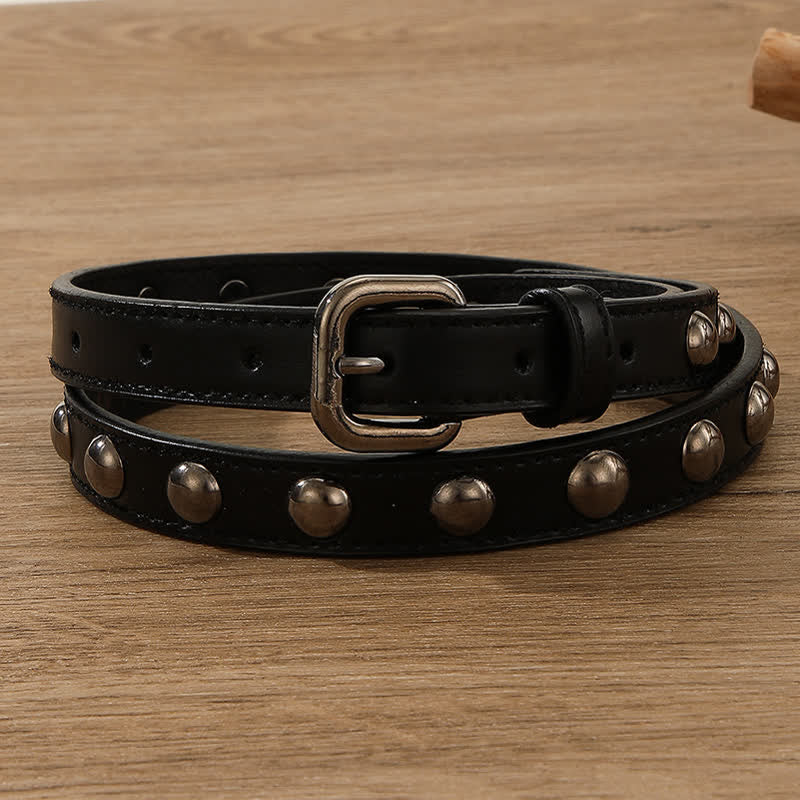 Cintura in pelle con borchie rotonde punk rock da donna