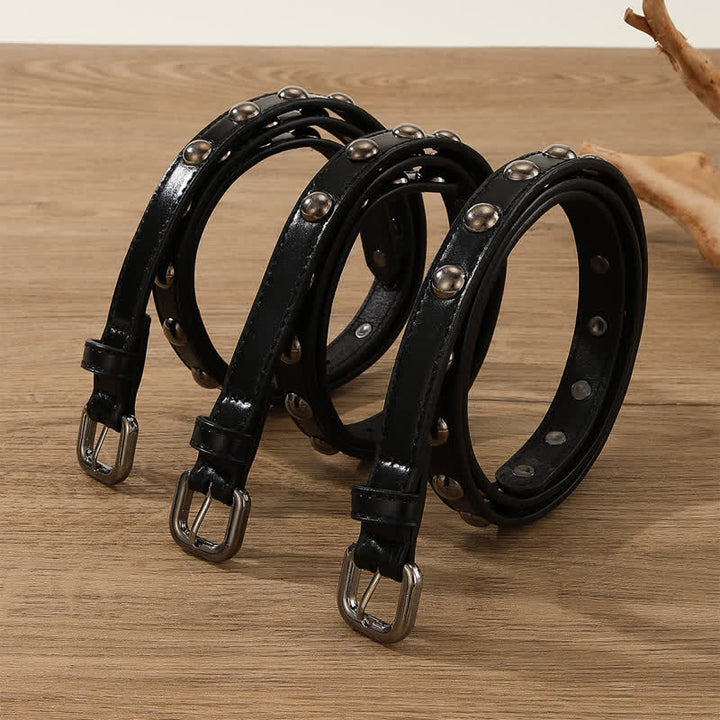 Cintura in pelle con borchie rotonde punk rock da donna