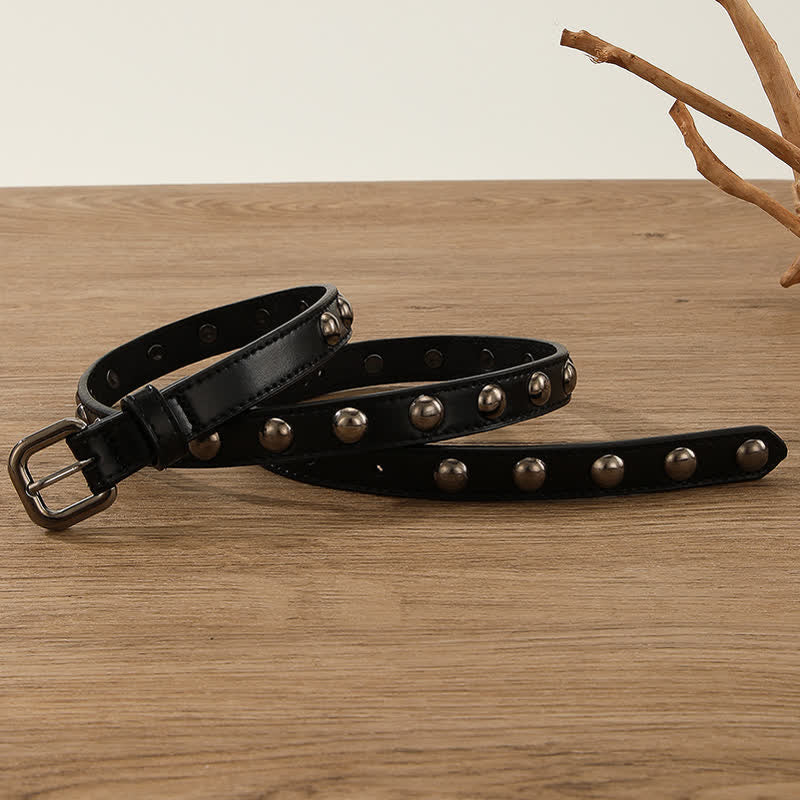 Cintura in pelle con borchie rotonde punk rock da donna