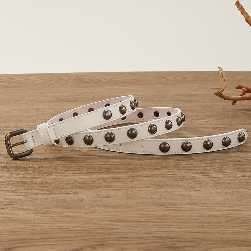 Cintura in pelle con borchie rotonde punk rock da donna