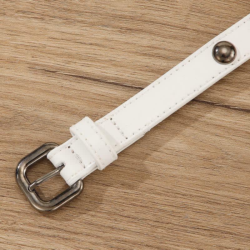Cintura in pelle con borchie rotonde punk rock da donna