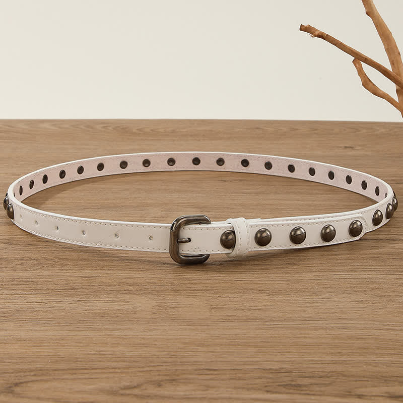 Cintura in pelle con borchie rotonde punk rock da donna