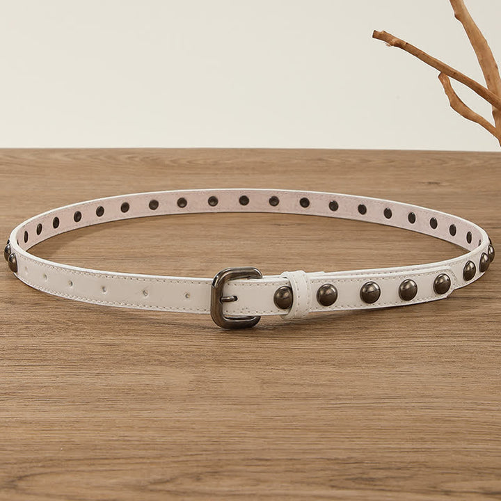 Cintura in pelle con borchie rotonde punk rock da donna