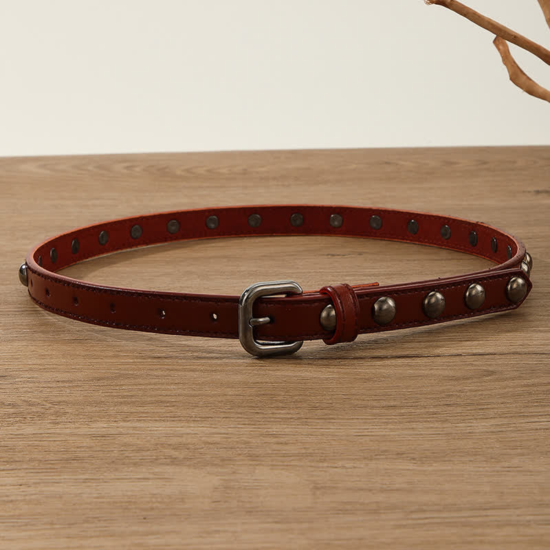 Cintura in pelle con borchie rotonde punk rock da donna