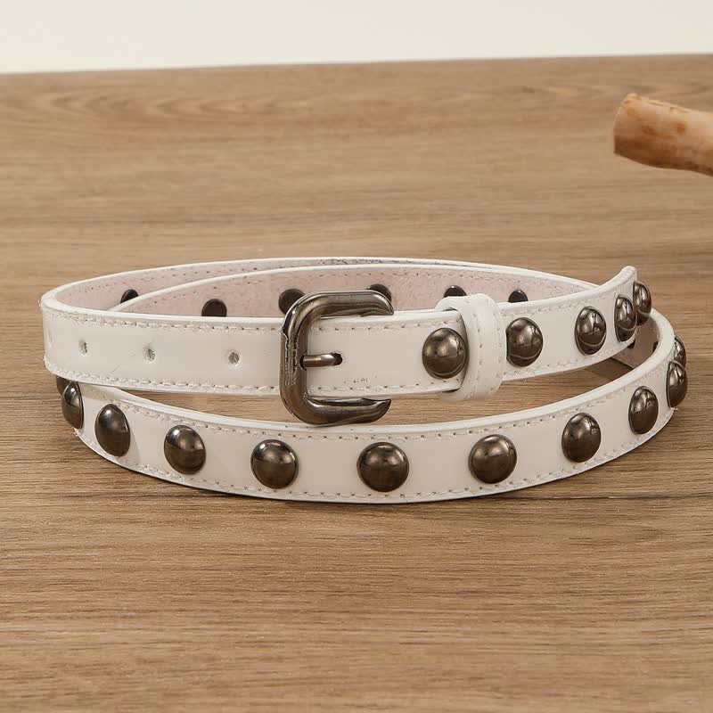 Cintura in pelle con borchie rotonde punk rock da donna