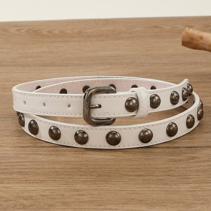 Cintura in pelle con borchie rotonde punk rock da donna