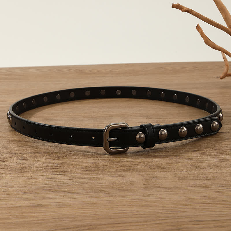 Cintura in pelle con borchie rotonde punk rock da donna