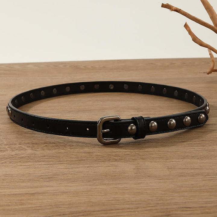 Cintura in pelle con borchie rotonde punk rock da donna