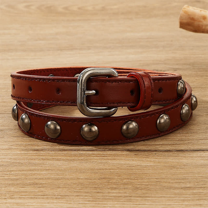 Cintura in pelle con borchie rotonde punk rock da donna