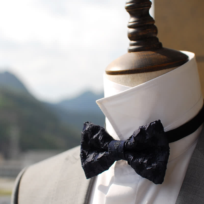 Papillon elegante da uomo in jacquard nero floreale - image 4