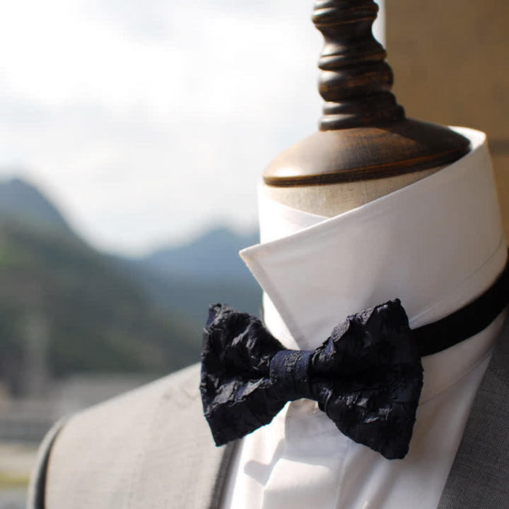 Papillon elegante da uomo in jacquard nero floreale - image 4