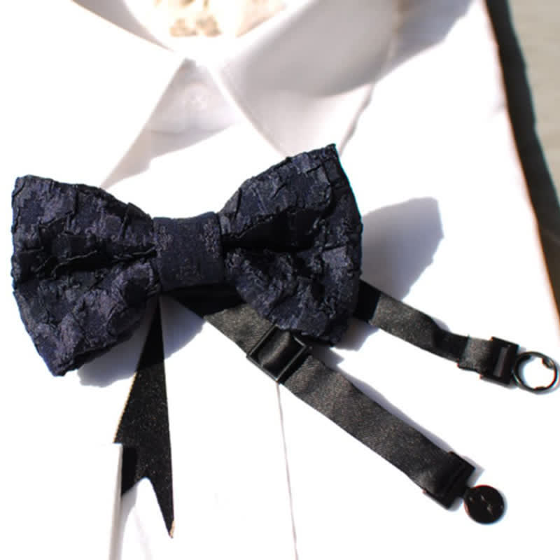 Papillon elegante da uomo in jacquard nero floreale