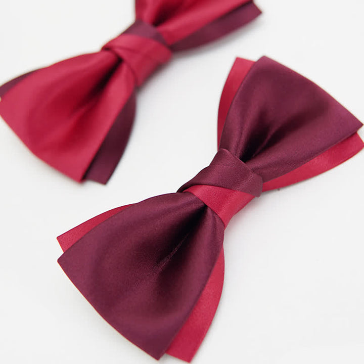 Papillon da smoking formale a doppio strato rosso da uomo