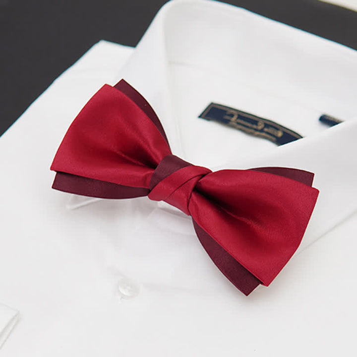 Papillon da smoking formale a doppio strato rosso da uomo