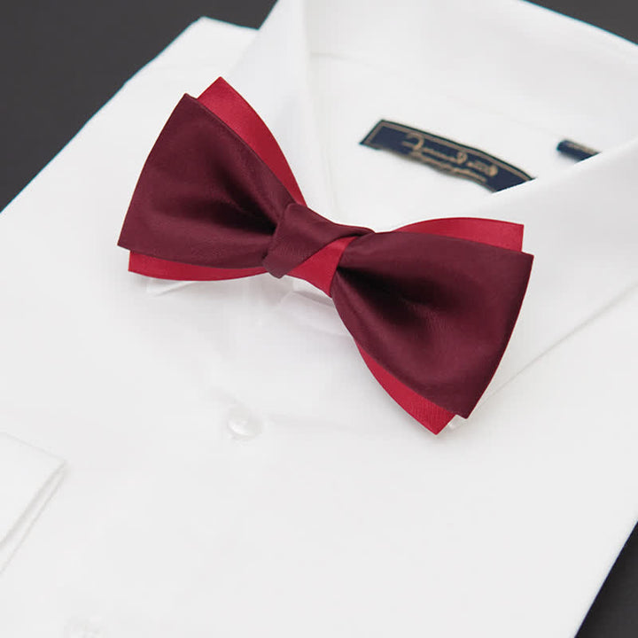Papillon da smoking formale a doppio strato rosso da uomo