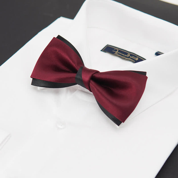 Papillon da uomo a doppio strato, nero e rosso, affascinante