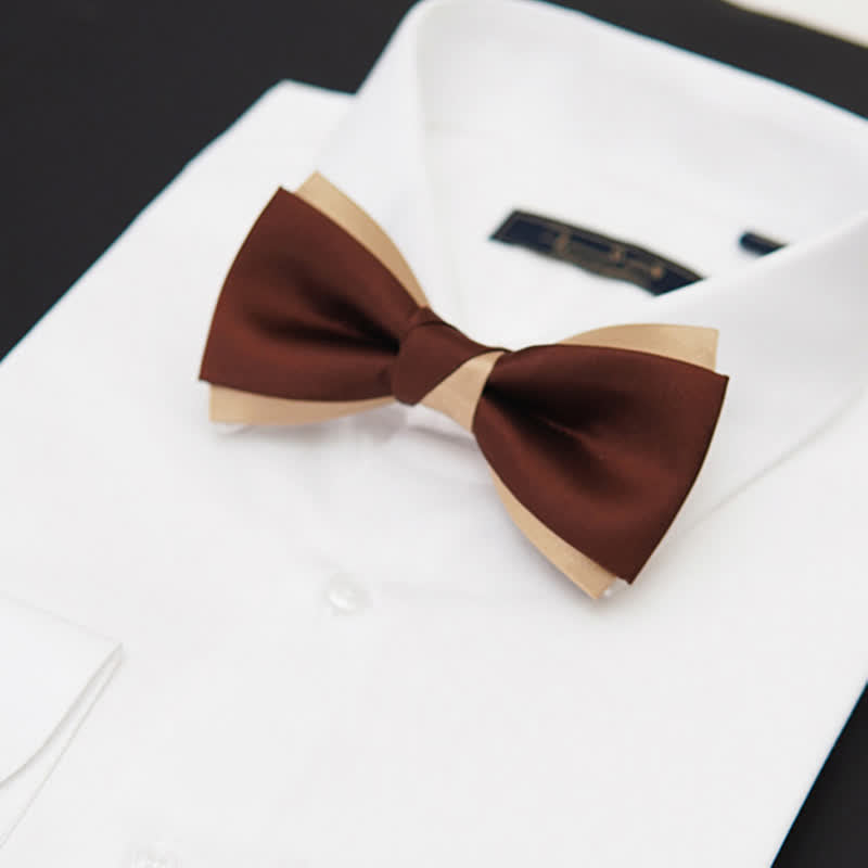 Papillon doppio strato marrone e champagne di lusso da uomo - image 1