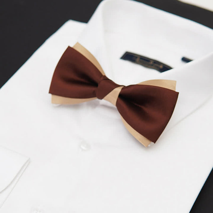 Papillon doppio strato marrone e champagne di lusso da uomo - image 1