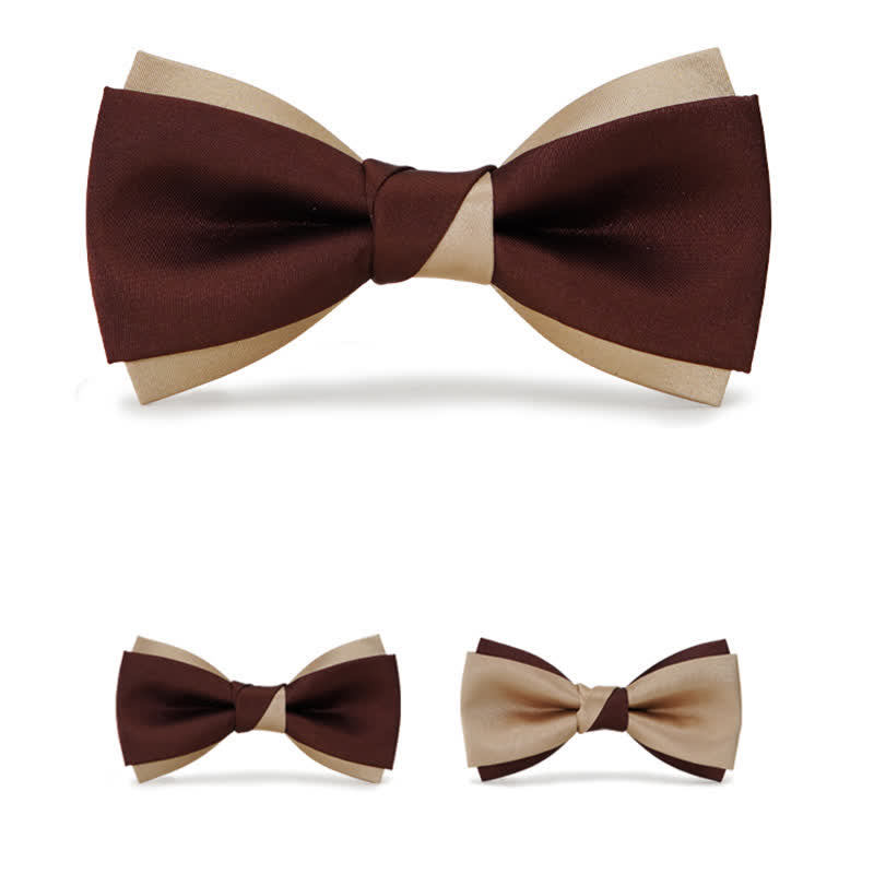 Papillon doppio strato marrone e champagne di lusso da uomo
