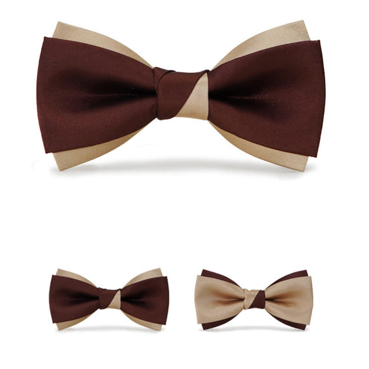 Papillon doppio strato marrone e champagne di lusso da uomo