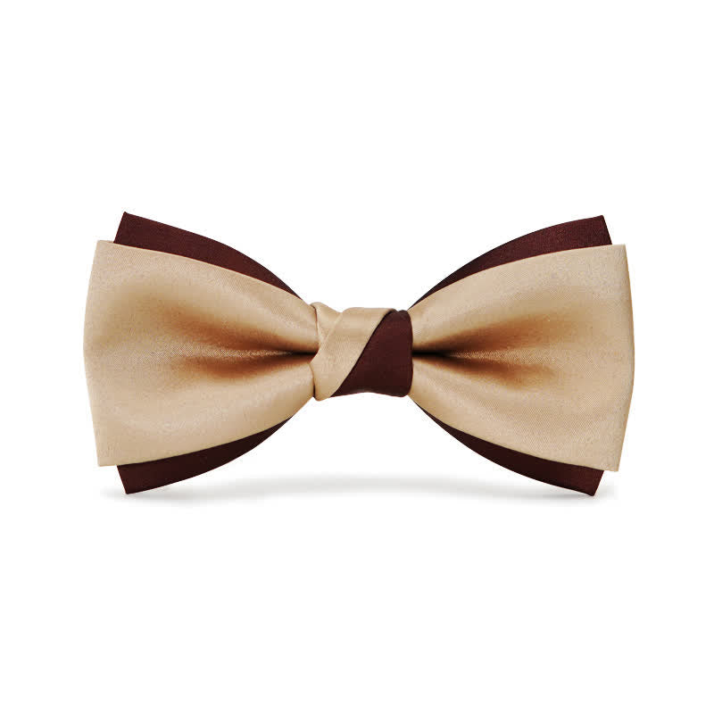 Papillon doppio strato marrone e champagne di lusso da uomo
