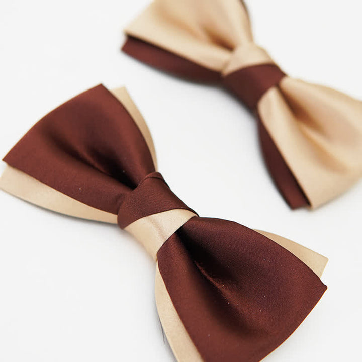 Papillon doppio strato marrone e champagne di lusso da uomo - image 3