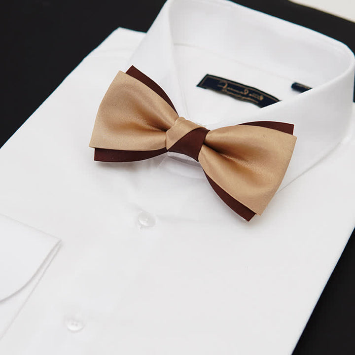 Papillon doppio strato marrone e champagne di lusso da uomo