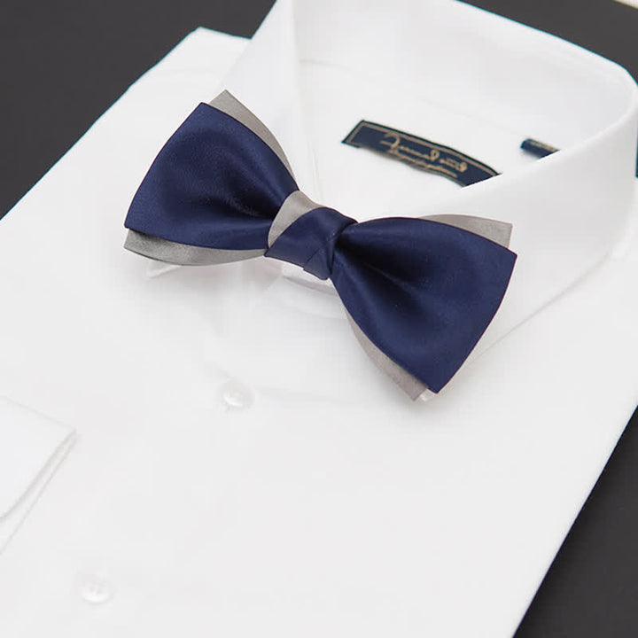 Papillon da uomo a doppio strato blu navy e argento Noble
