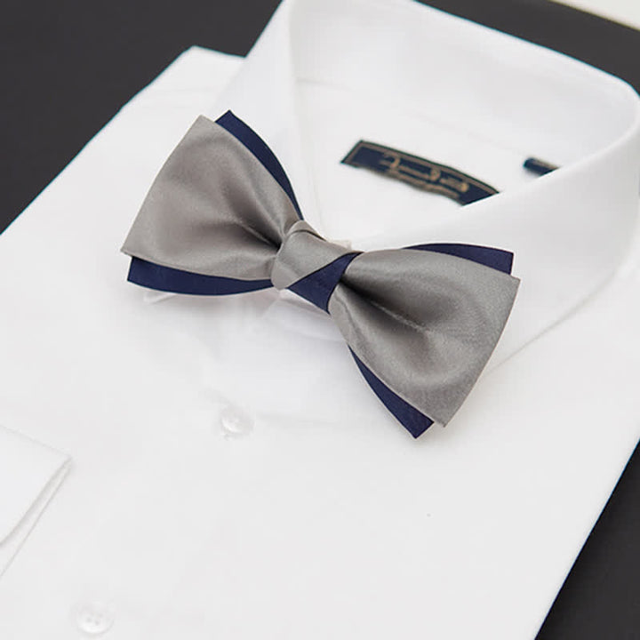 Papillon da uomo a doppio strato blu navy e argento Noble