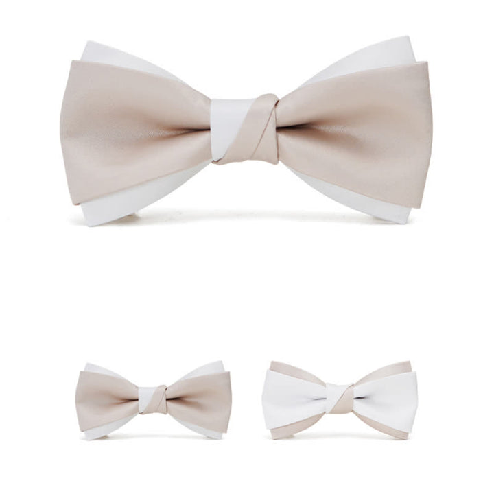 Papillon doppio strato rosa e bianco delicato da uomo