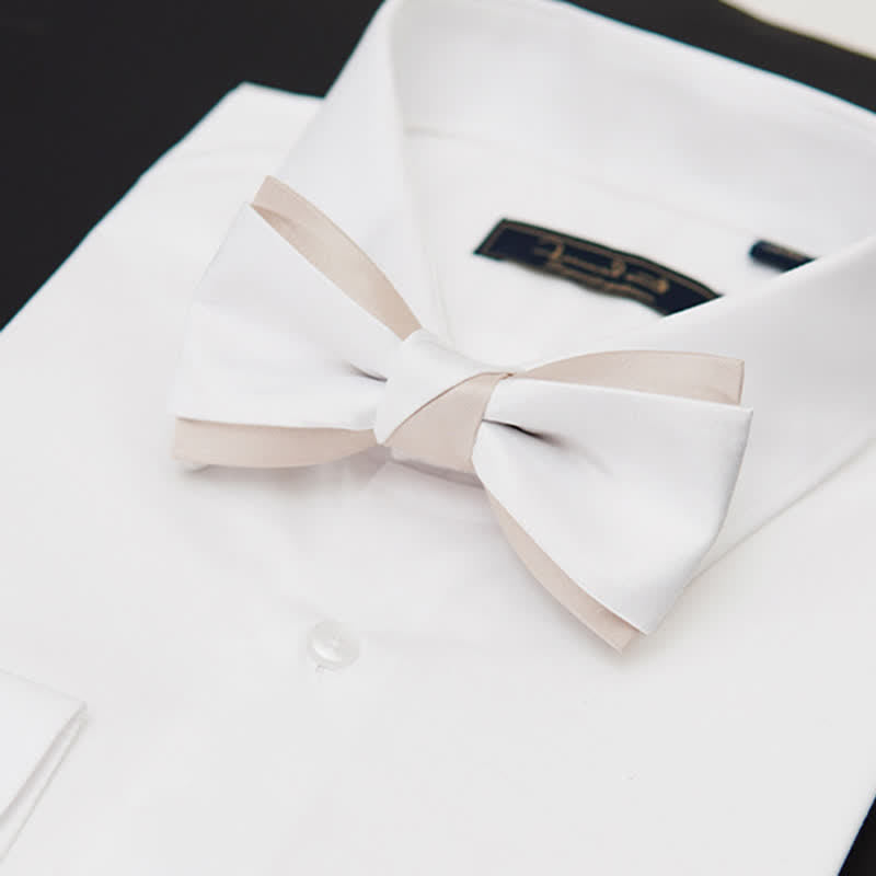 Papillon doppio strato rosa e bianco delicato da uomo