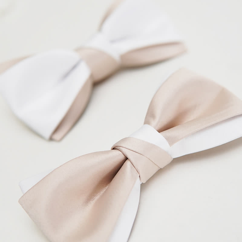 Papillon doppio strato rosa e bianco delicato da uomo