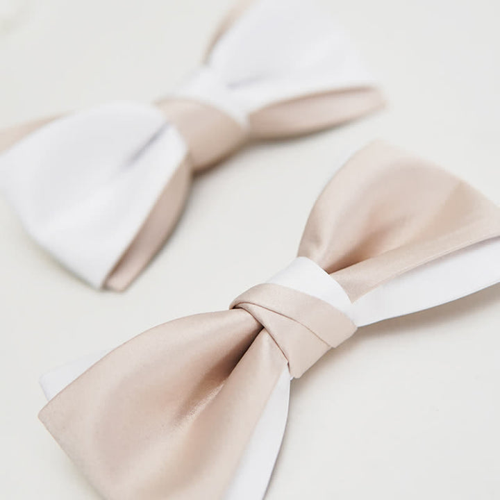 Papillon doppio strato rosa e bianco delicato da uomo