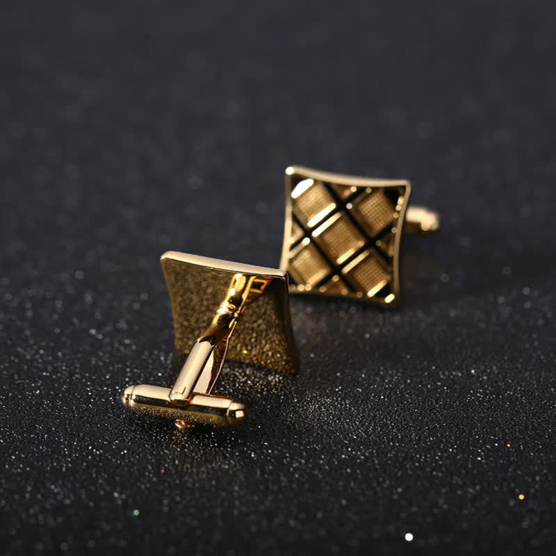 Gemelli da uomo rettangolari diagonali in oro e nero
