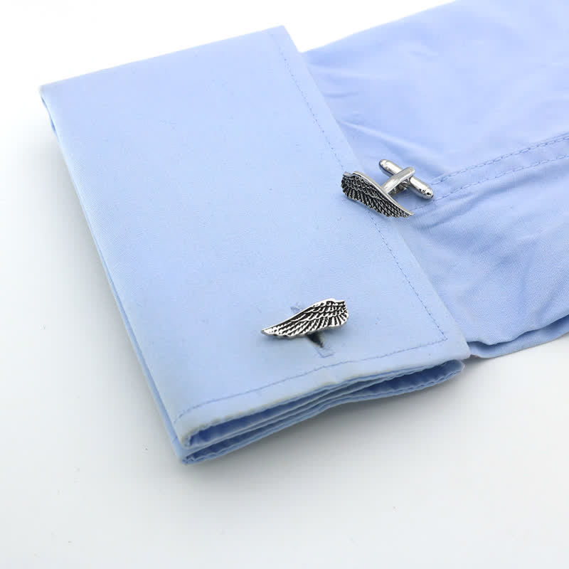 Gemelli da uomo con ali d'angelo nere e argentate - image 2