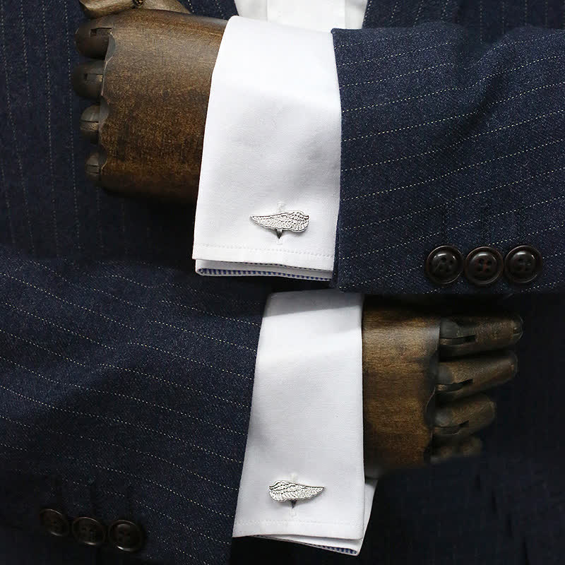 Gemelli da uomo con ali d'angelo nere e argentate - image 3