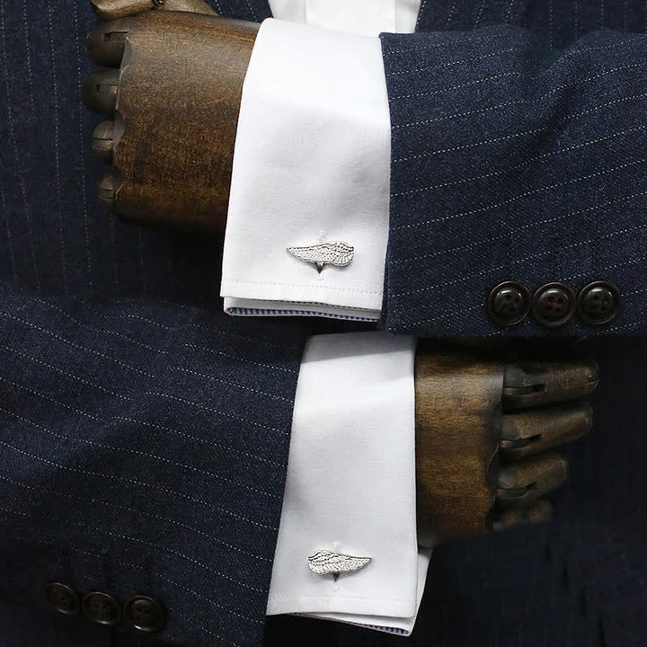 Gemelli da uomo con ali d'angelo nere e argentate - image 3