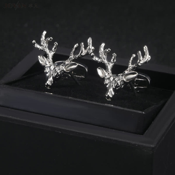 Gemelli da uomo eleganti con testa di cervo - Argento - image 0