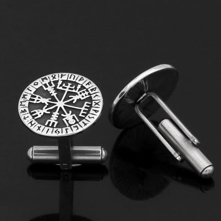 Gemelli da uomo con bussola vichinga e runa Vegvisir - image 2