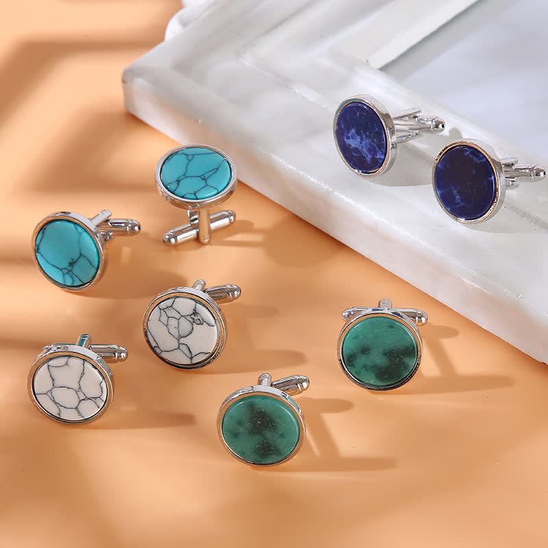 Gemelli da uomo con motivo in pietra di marmo - image 1