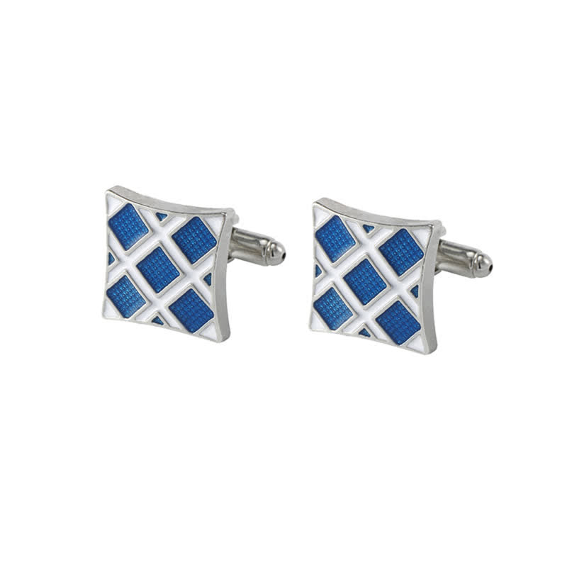 Gemelli da uomo classici con fiocco di neve in smalto blu - Stile n. 3 - image 12