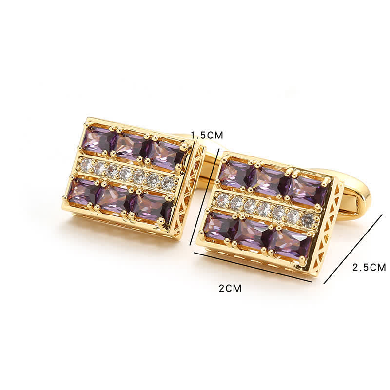 Gemelli da uomo in zircone lucido di lusso placcati in oro - Viola - image 6