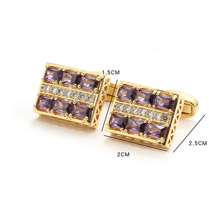 Gemelli da uomo in zircone lucido di lusso placcati in oro - Viola - image 6